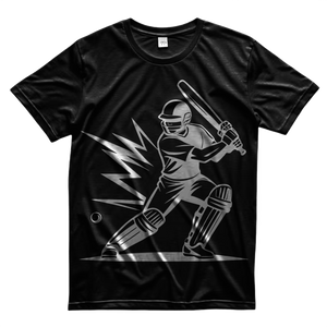 Cricket Bating Design | Black oversized T-shirt