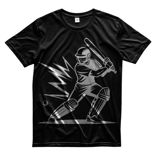Cricket Bating Design | Black oversized T-shirt