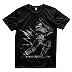 Cricket Bating Design | Black oversized T-shirt
